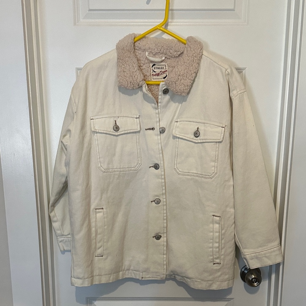 Stoosh Women's Beige Utility Jacket with Sherpa Collar